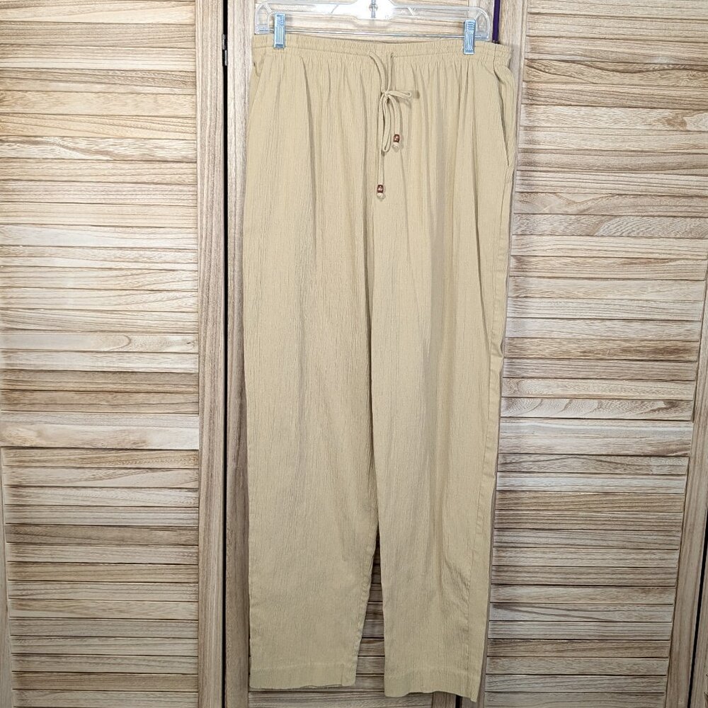 Alfred Dunner Pants Beige Drawstring w/ Pockets Vintage Size 16